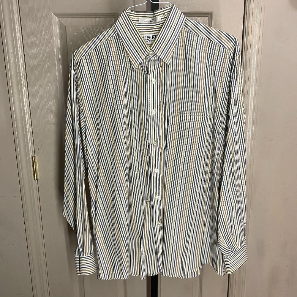 Liberty of London Mens Stripe Button Down Dress Shirt